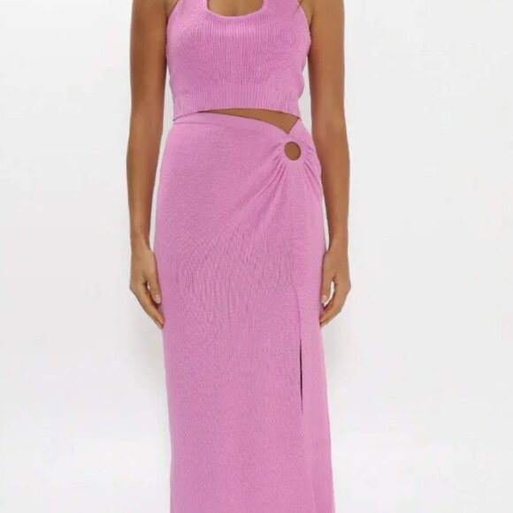 NWT Madison the Label Pink Knit Midi Skirt LARGE - Picture 7 of 9